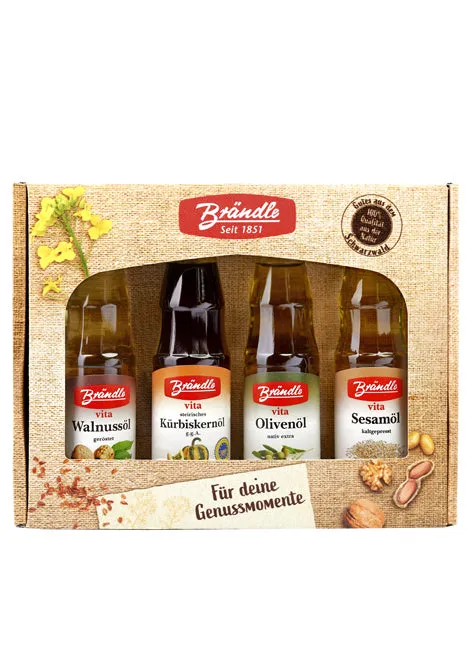 br-ndle-geschenkset-f-r-deine-genussmomente-walnuss-k-rbis-olive-sesam-4x100-ml image 1